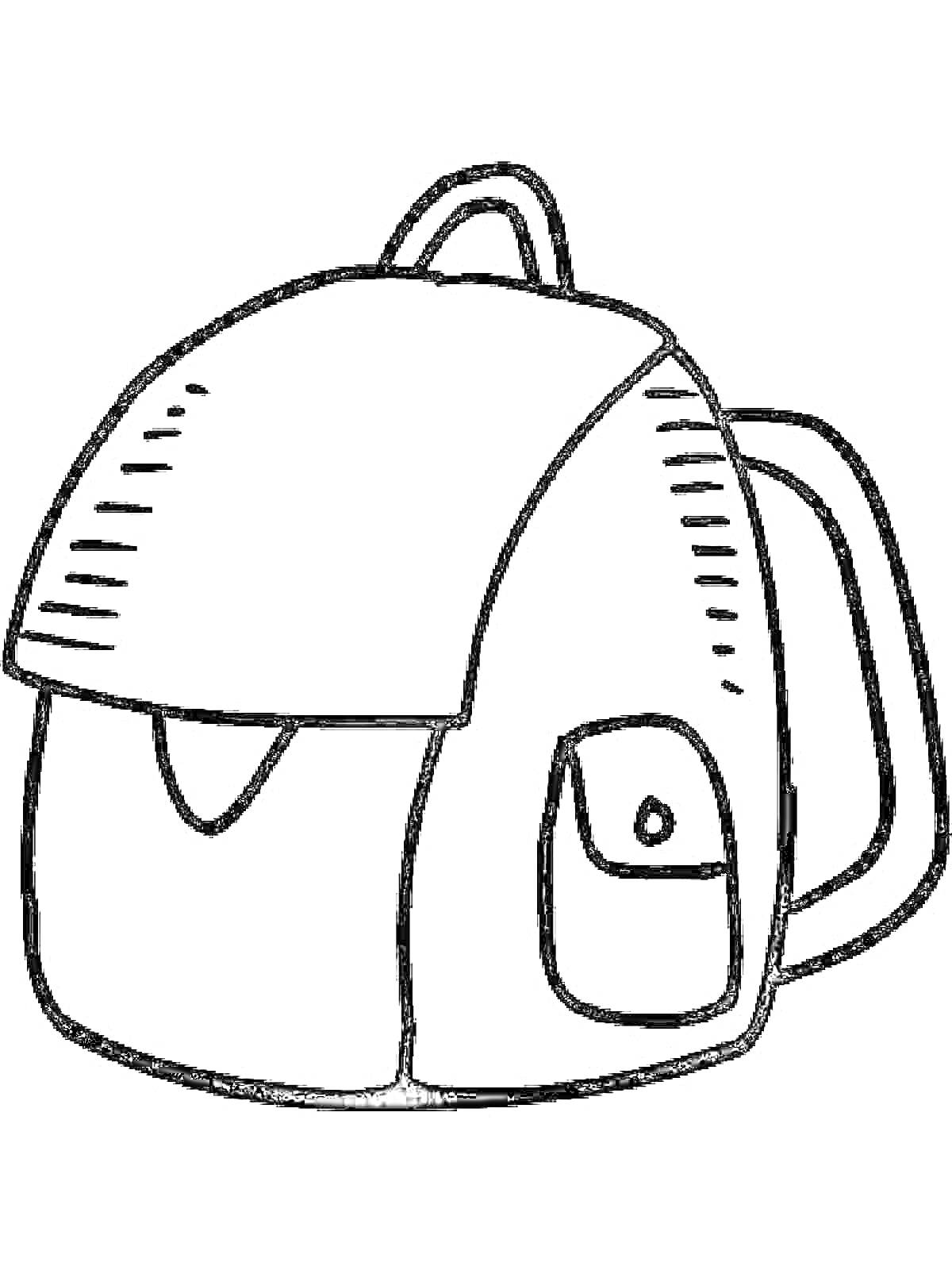 Раскраска Рюкзак с передним карманом и закругленным верхом