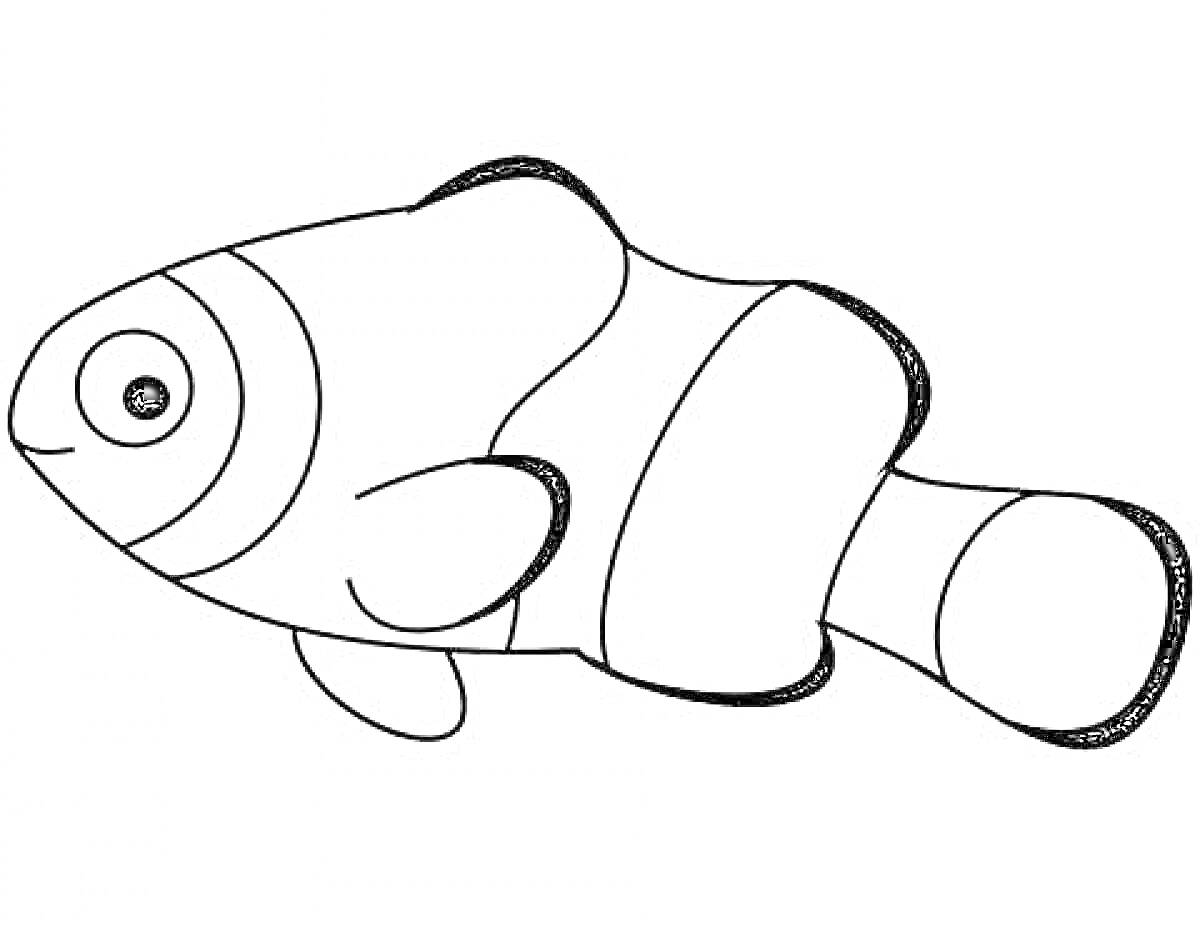 Раскраска Раскраска рыбы-клоуна с детализированными полосами и плавниками