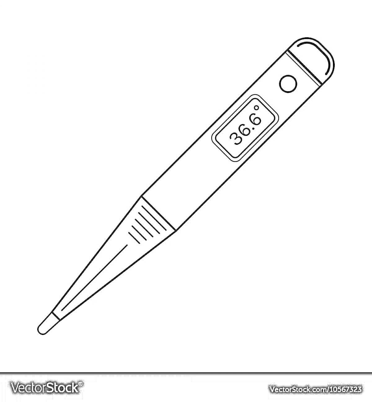 На раскраске изображено: Градусник, Электронный, Дисплей, Температура, Измерение температуры, Медицинский прибор