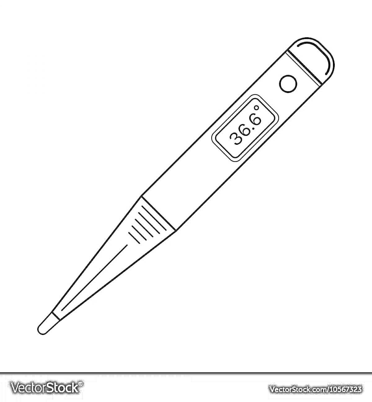 Электронный градусник с дисплеем, показывающим температуру 36.6