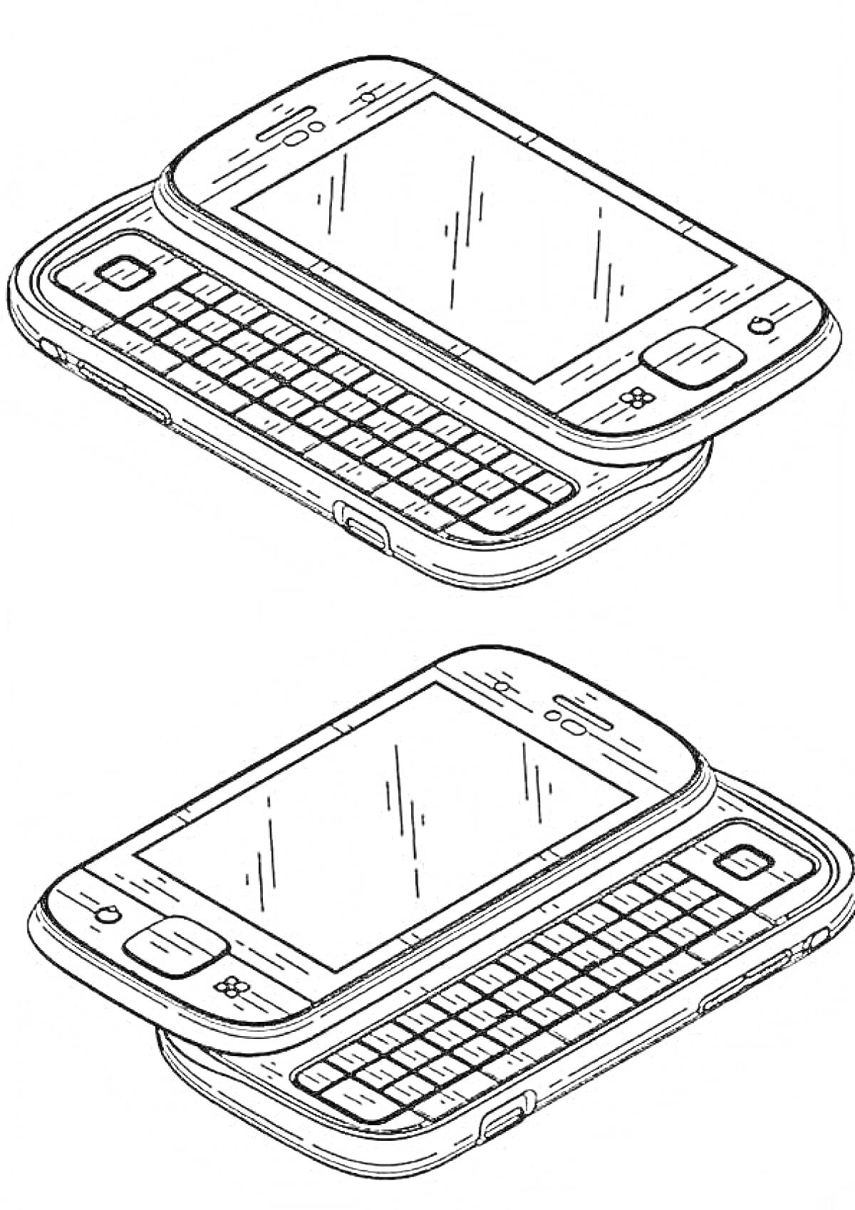 Раскраска Два слайдера Samsung с физической QWERTY-клавиатурой и сенсорным экраном