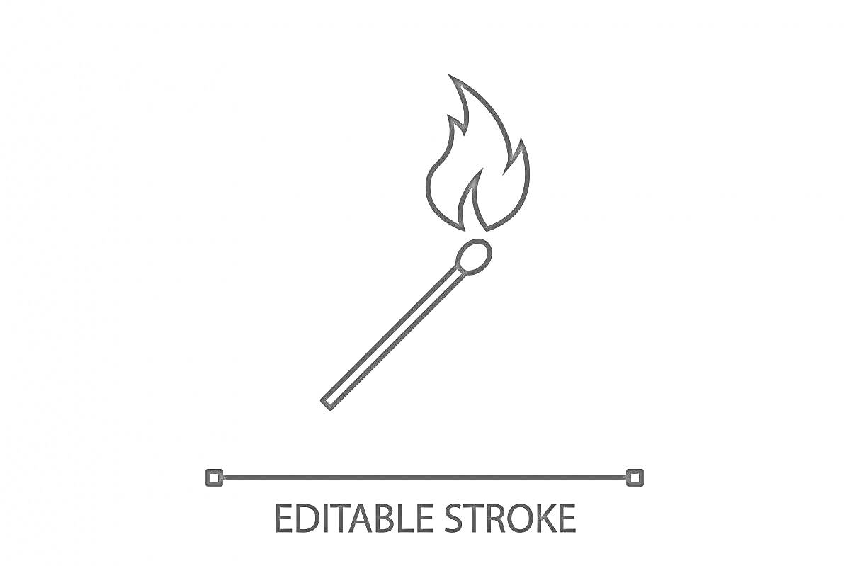 Раскраска Спичка с огнём