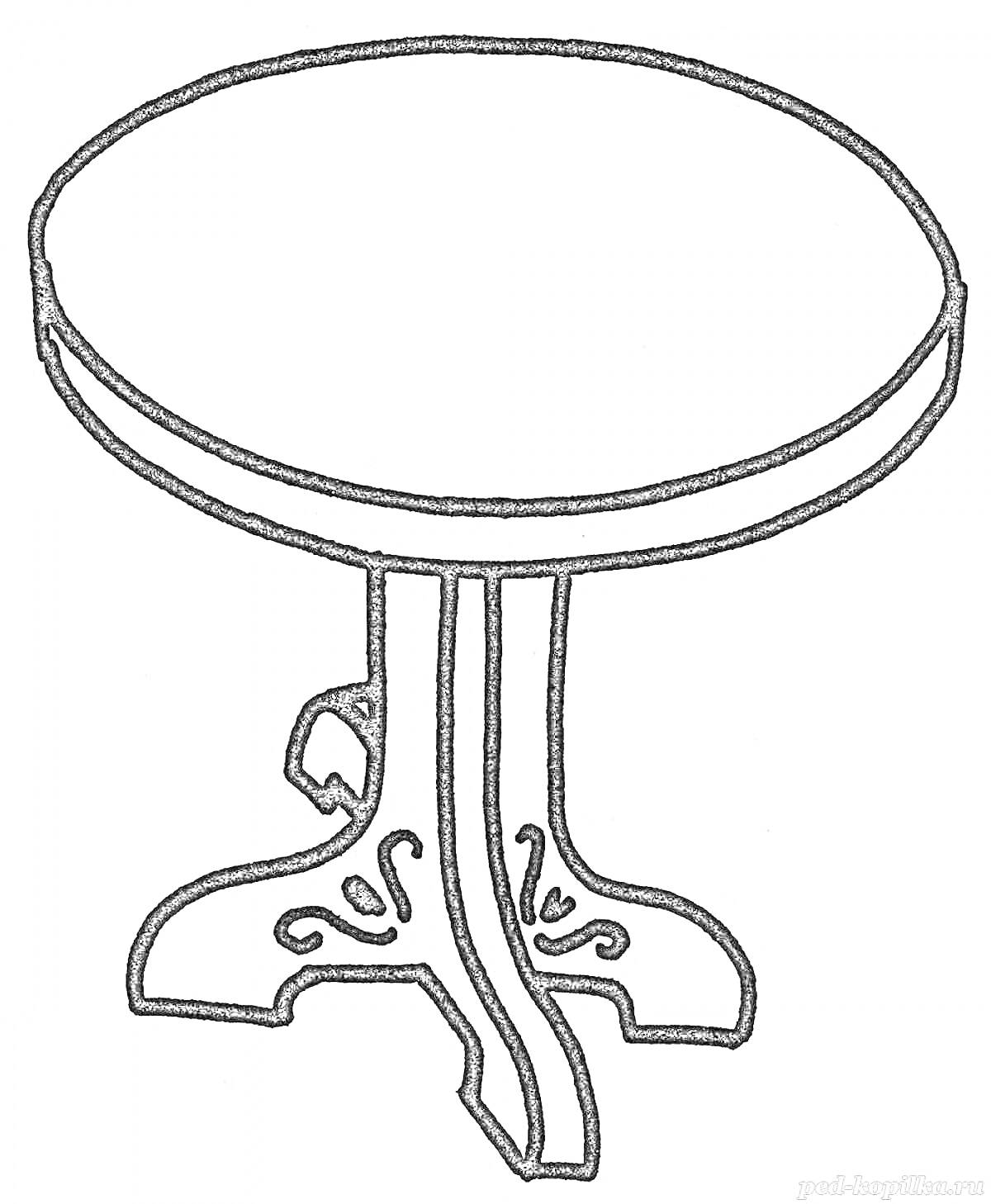 Раскраска круглый стол с резными ножками