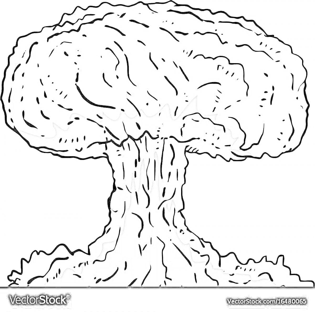 Раскраска Ядерный взрыв в виде грибообразного облака