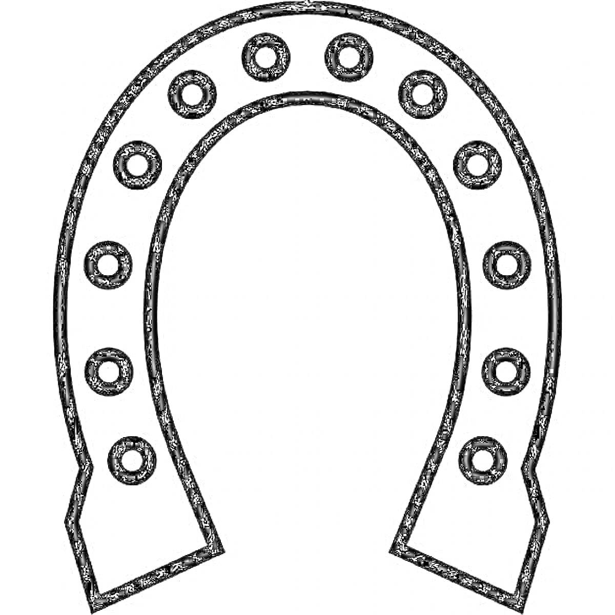 Раскраска Подкова с 14 гвоздями