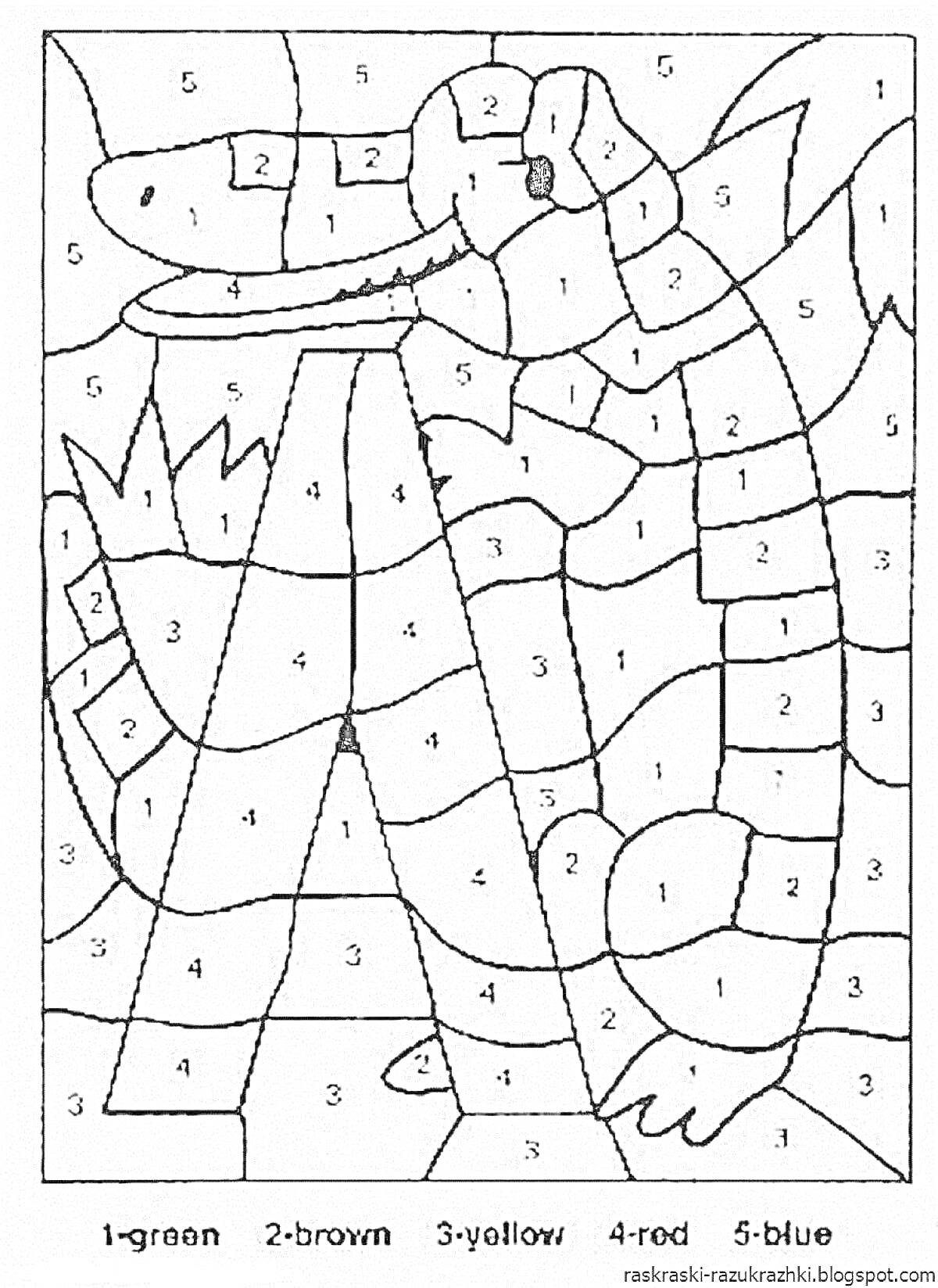 Раскраска Раскраска по номерам с изображением крокодила