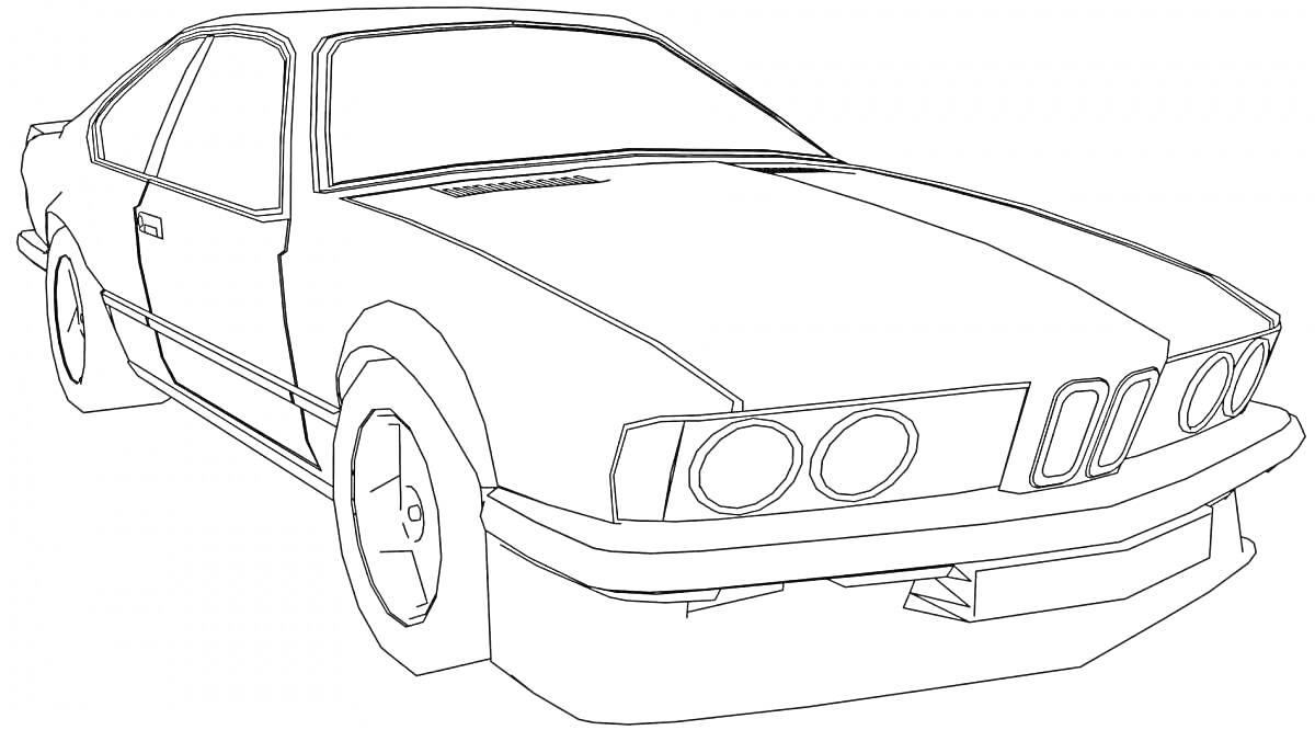 Раскраска Контурное изображение автомобиля BMW E34