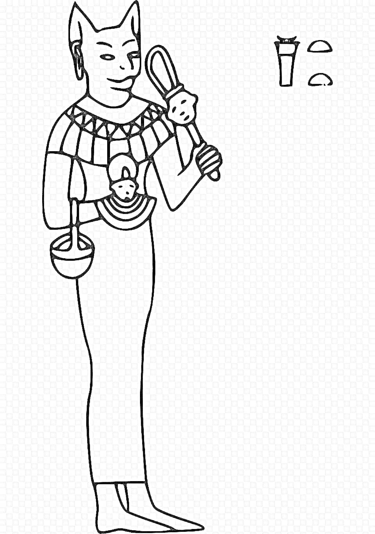 На раскраске изображено: Сосуд, Иероглифы, Древний Египет