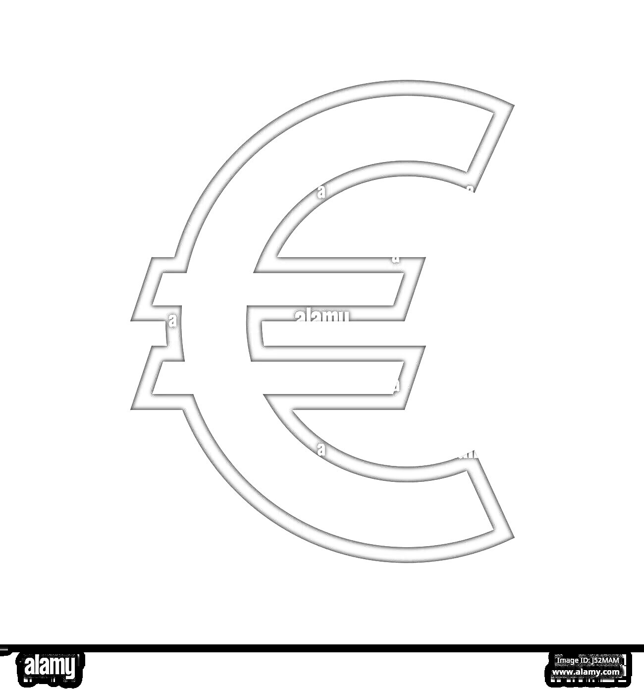 На раскраске изображено: Евро, Валюта, Знак, Деньги, Европа, Финансы