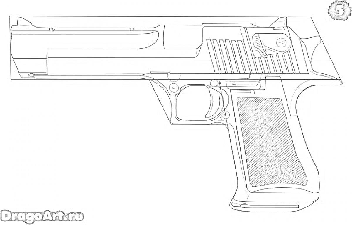 Дигл в деталях - контурное изображение пистолета
