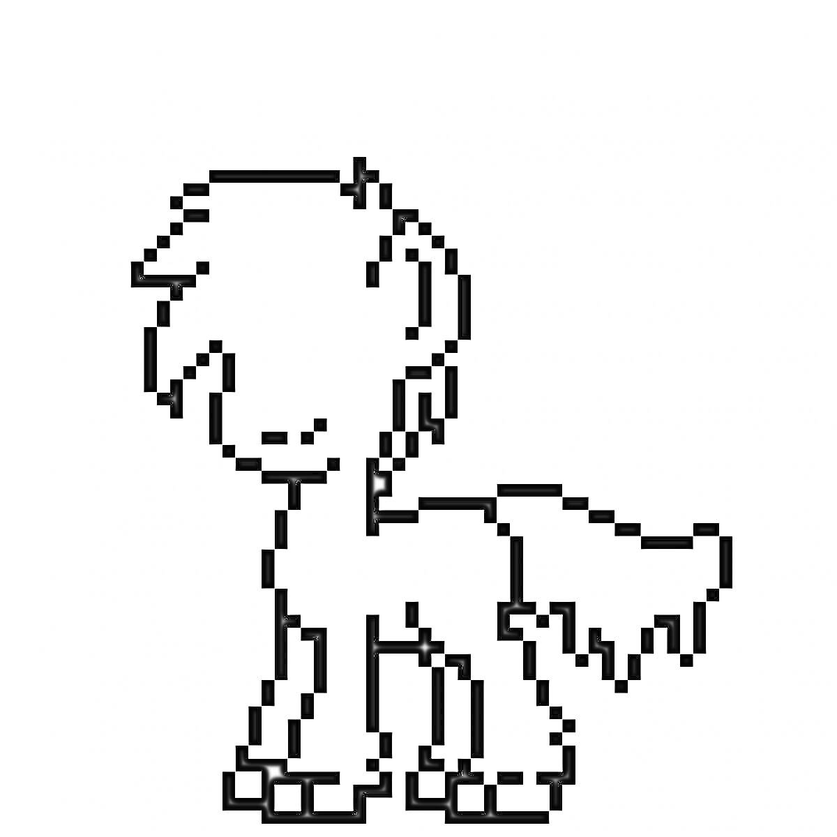 Раскраска Пони с челкой и короткой гривой в стиле пиксель-арт