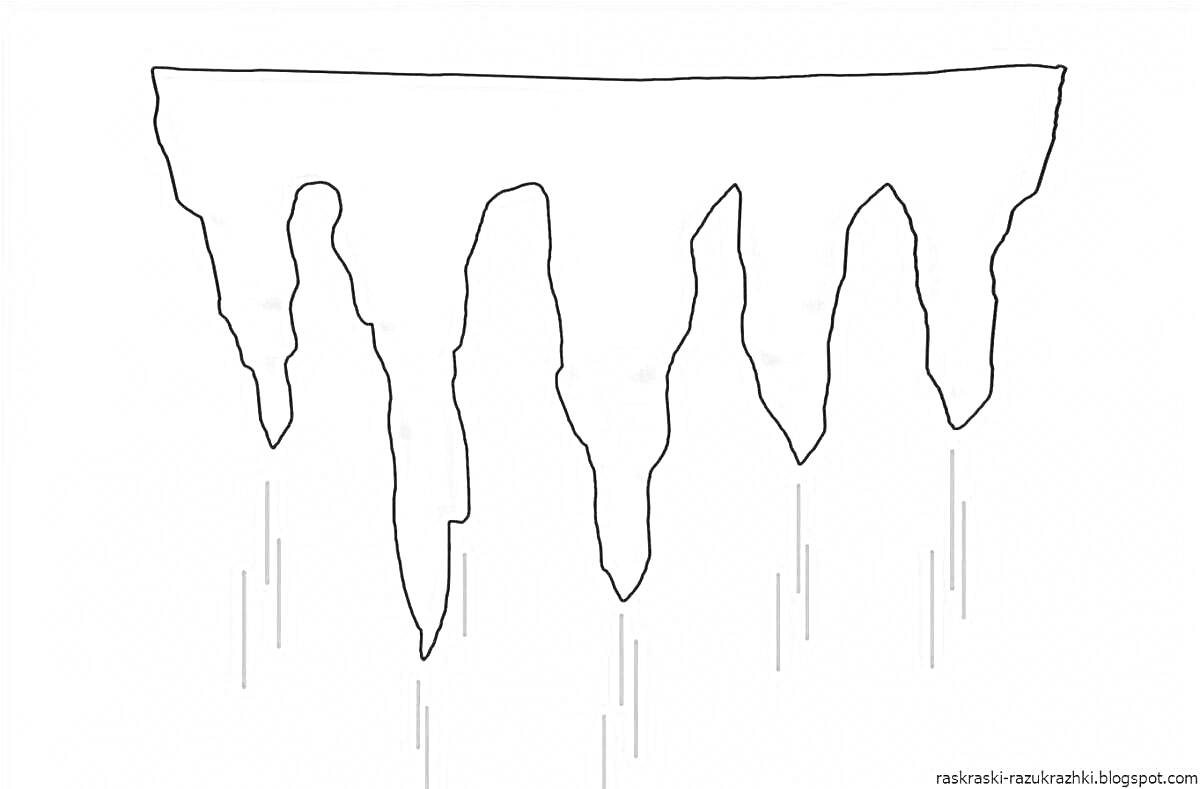 Раскраска Раскраска с сосульками на фоне серого неба