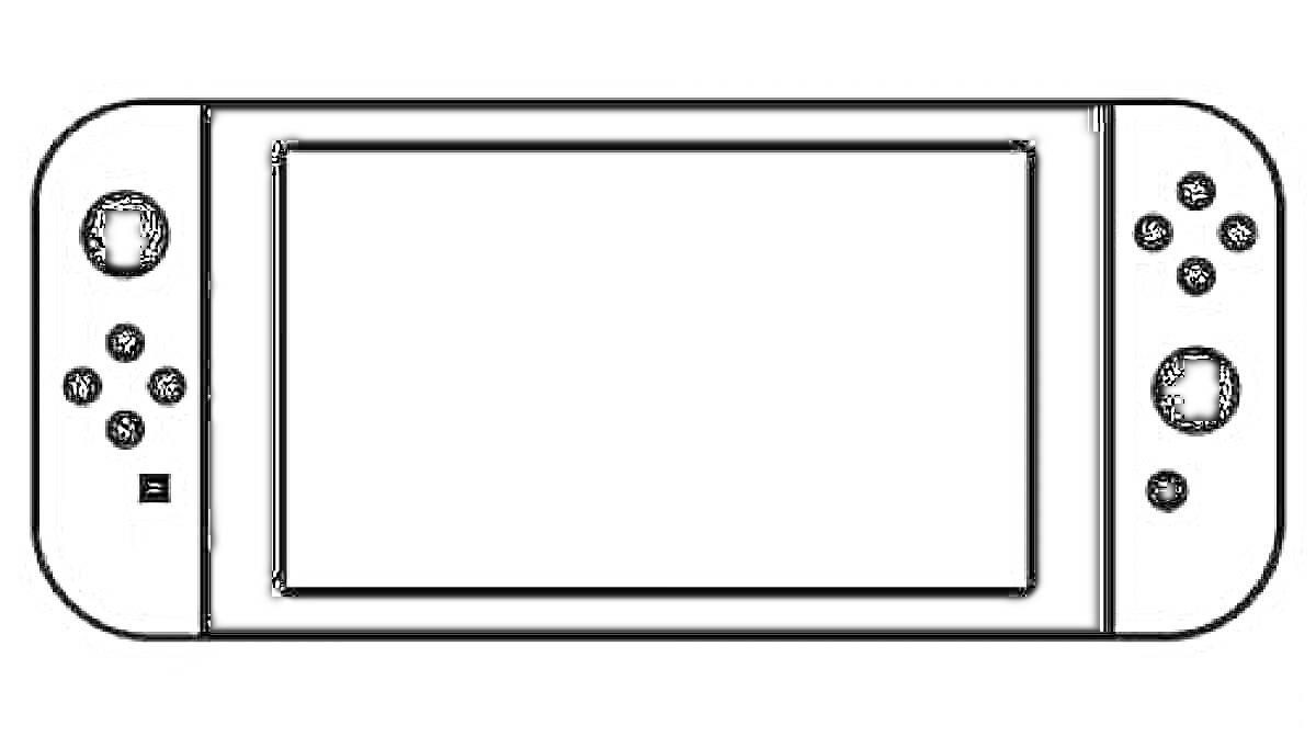 Раскраска Компьютерная игровая консоль Nintendo Switch с экраном и контроллерами