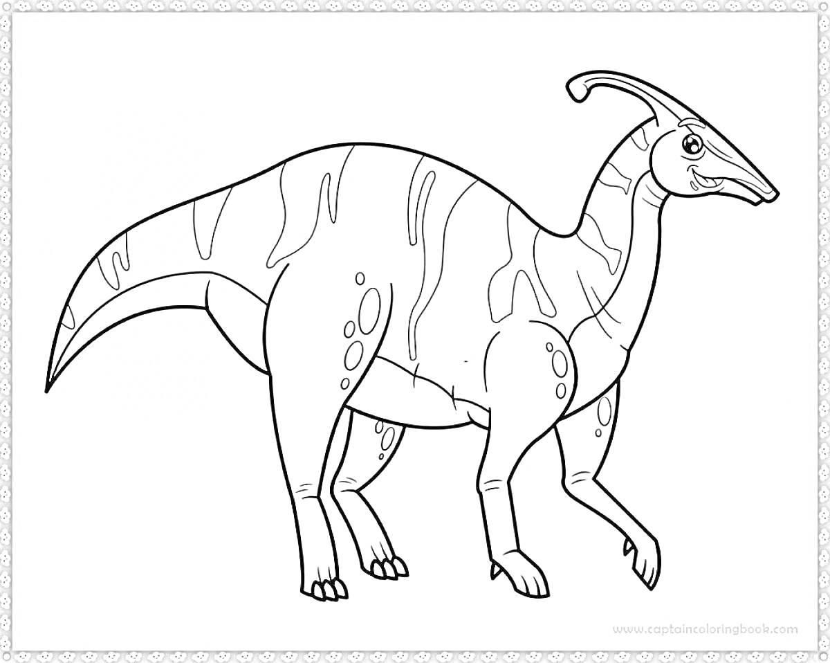 На раскраске изображено: Динозавр, Паразауролоф