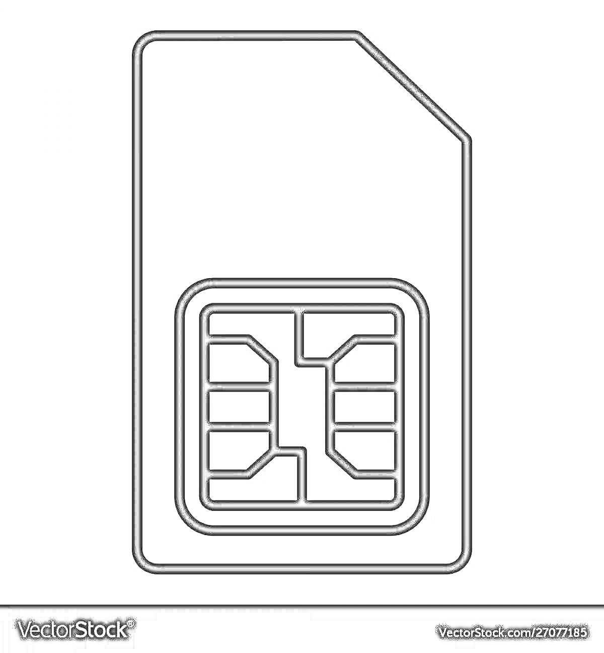 Раскраска SIM-карта черно-белая