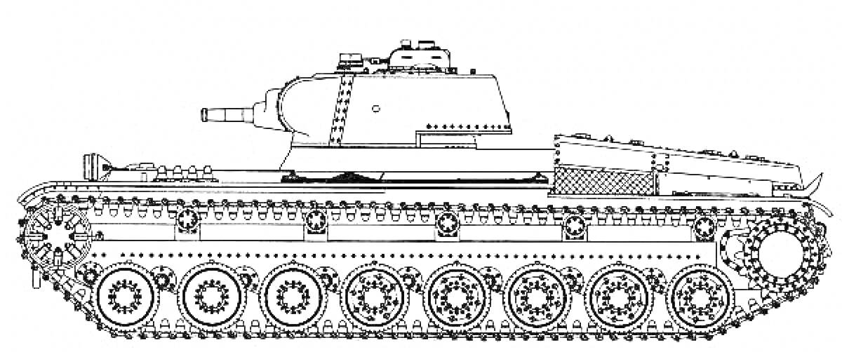 танк Т-35 с башней, вооружением и гусеницей сбоку