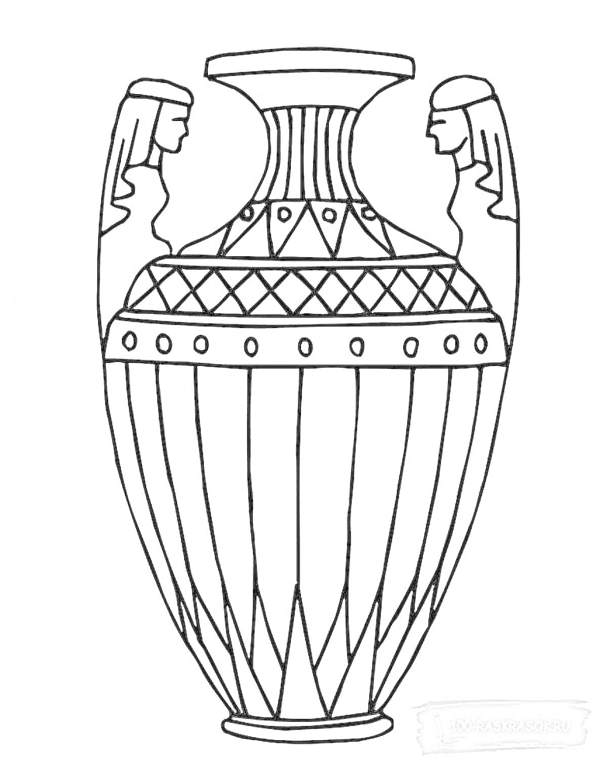 На раскраске изображено: Древняя Греция, Ваза, Амфора, Керамика, Орнамент, Узоры