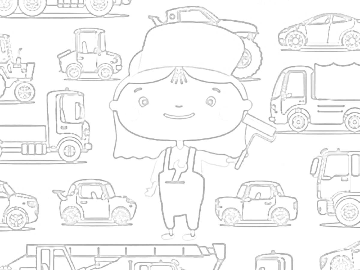 На раскраске изображено: Доктор машинкова, Машины, Транспорт, Работа, Для детей, Инструмент, Грузовая машина
