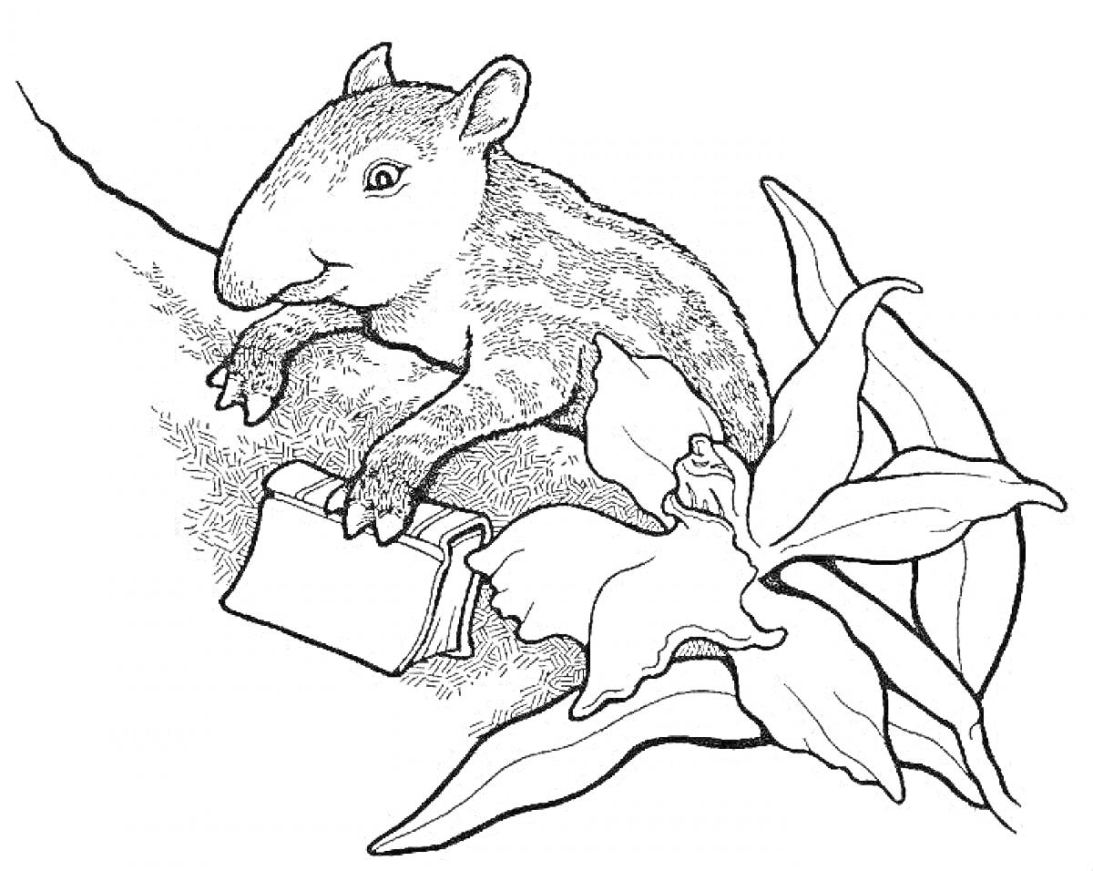 Раскраска Тапир с книгой и цветком