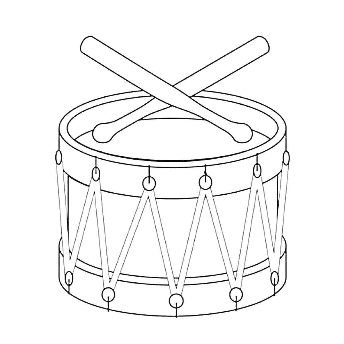 Раскраска Барабан с палочками