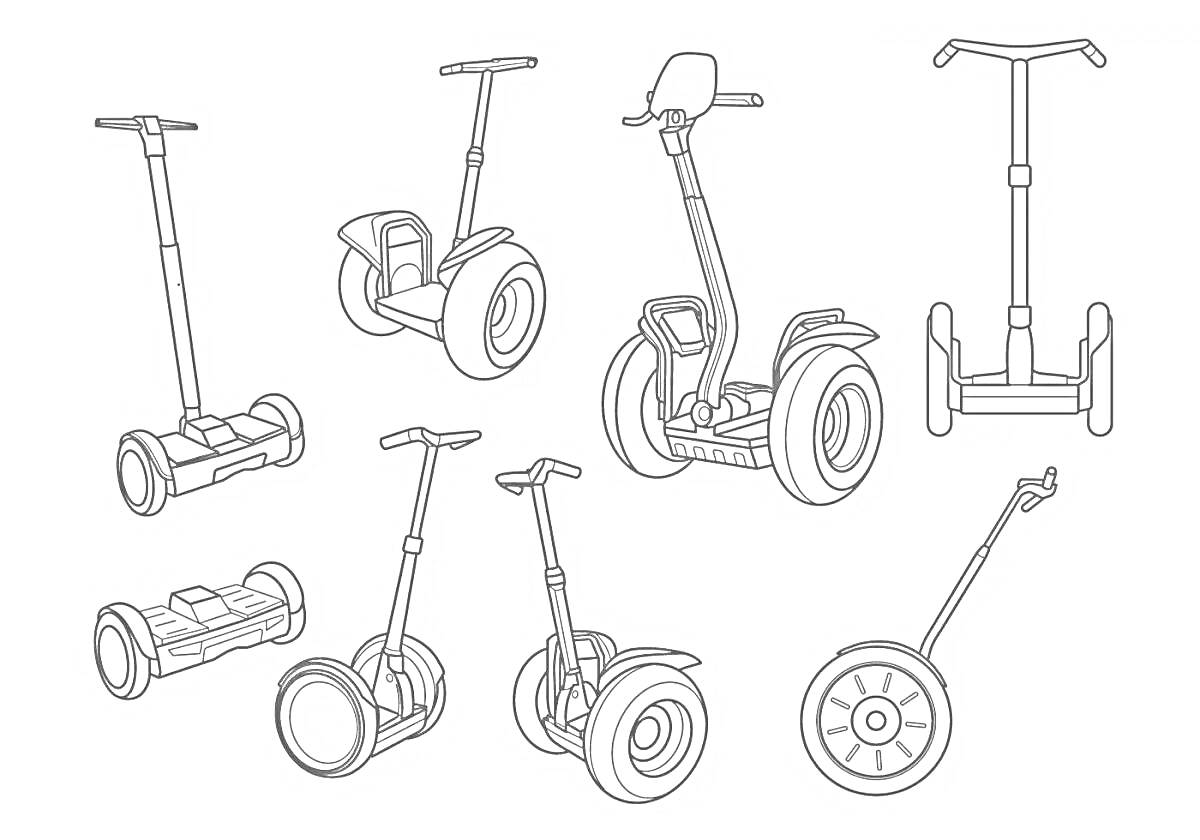 различные модели гироскутеров и сегвеев