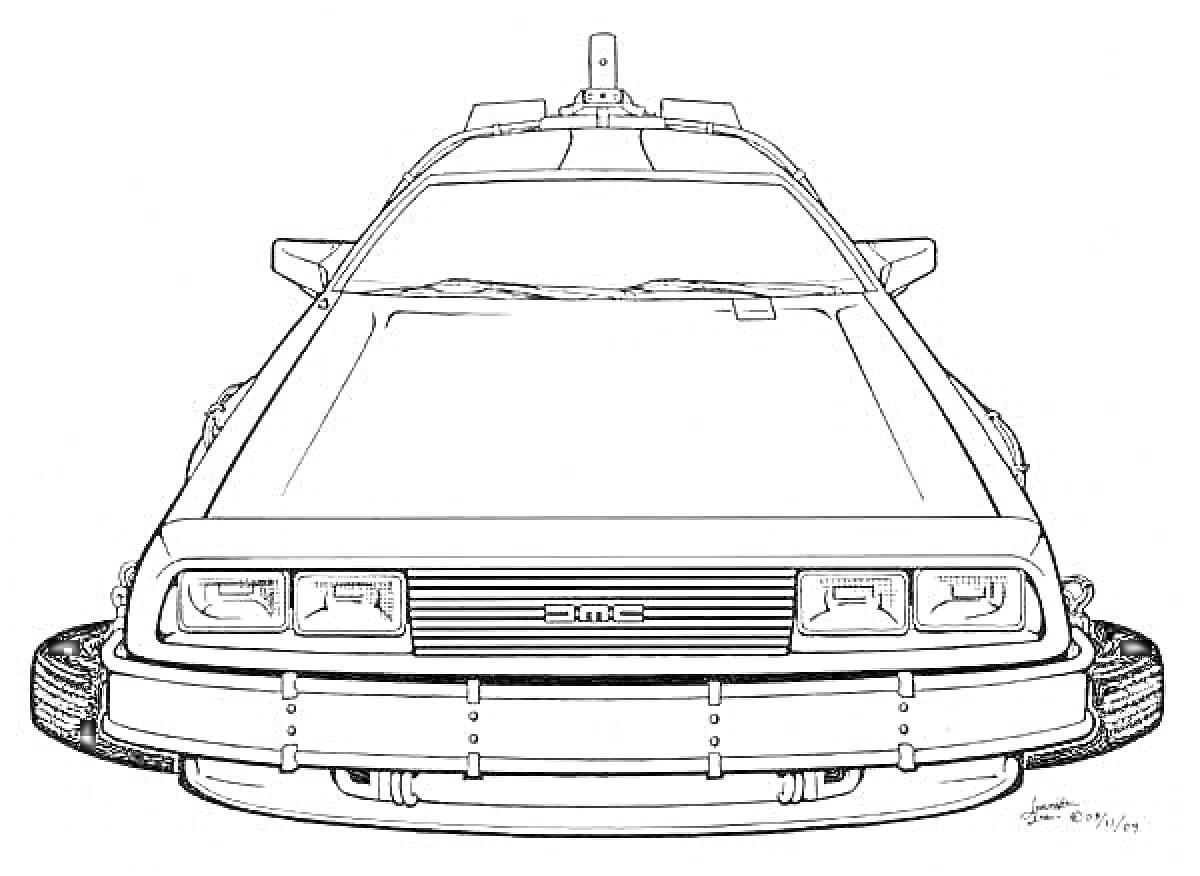 Раскраска Делориан DMC-12 из фильма 