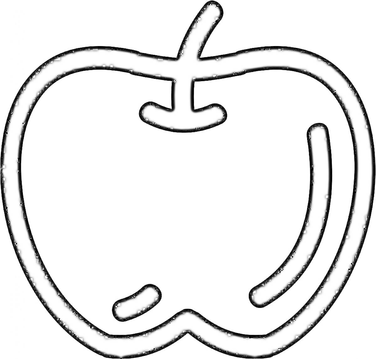 Раскраска контур яблока с листьями
