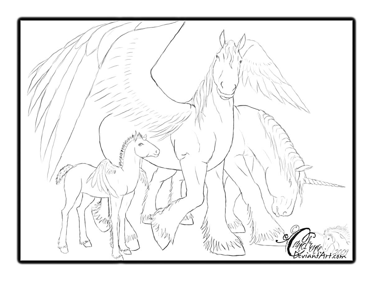 На раскраске изображено: Пегас, Крылья, Мифические существа, Лошадь