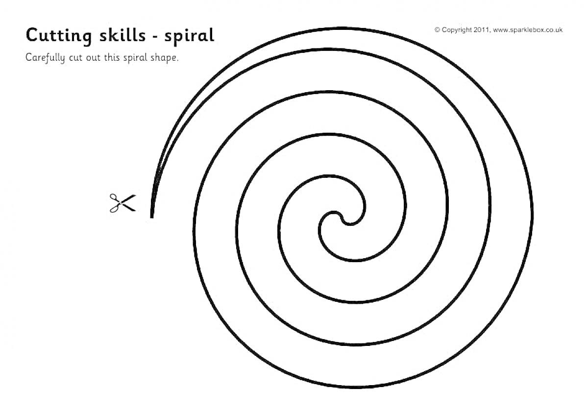 На раскраске изображено: Спираль, Ножницы
