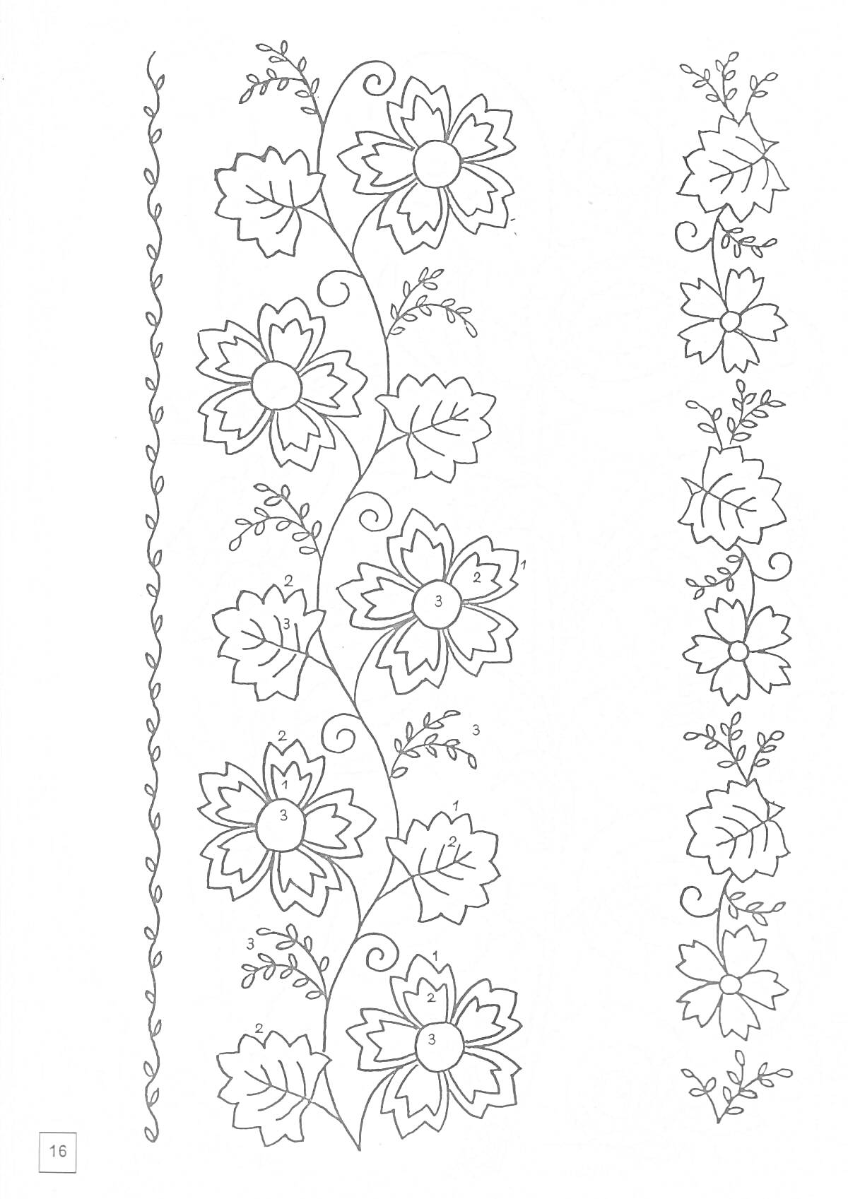На раскраске изображено: Цветы, Узоры, Листья, Завитки, Полосы