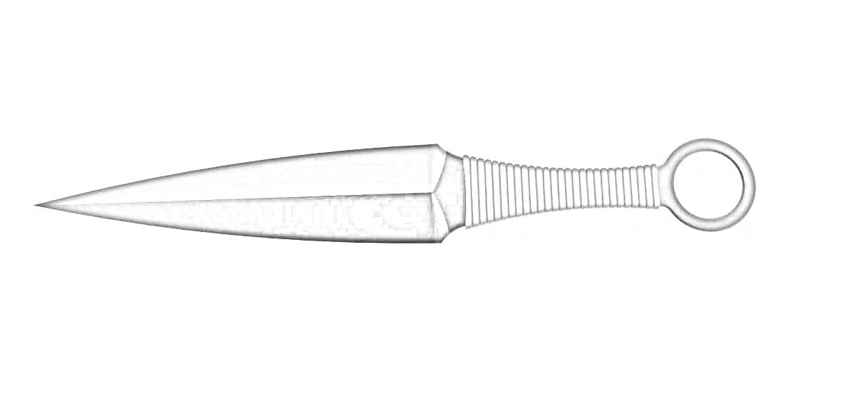 Раскраска Чёрный кунай из Standoff 2 с кружком на конце рукоятки