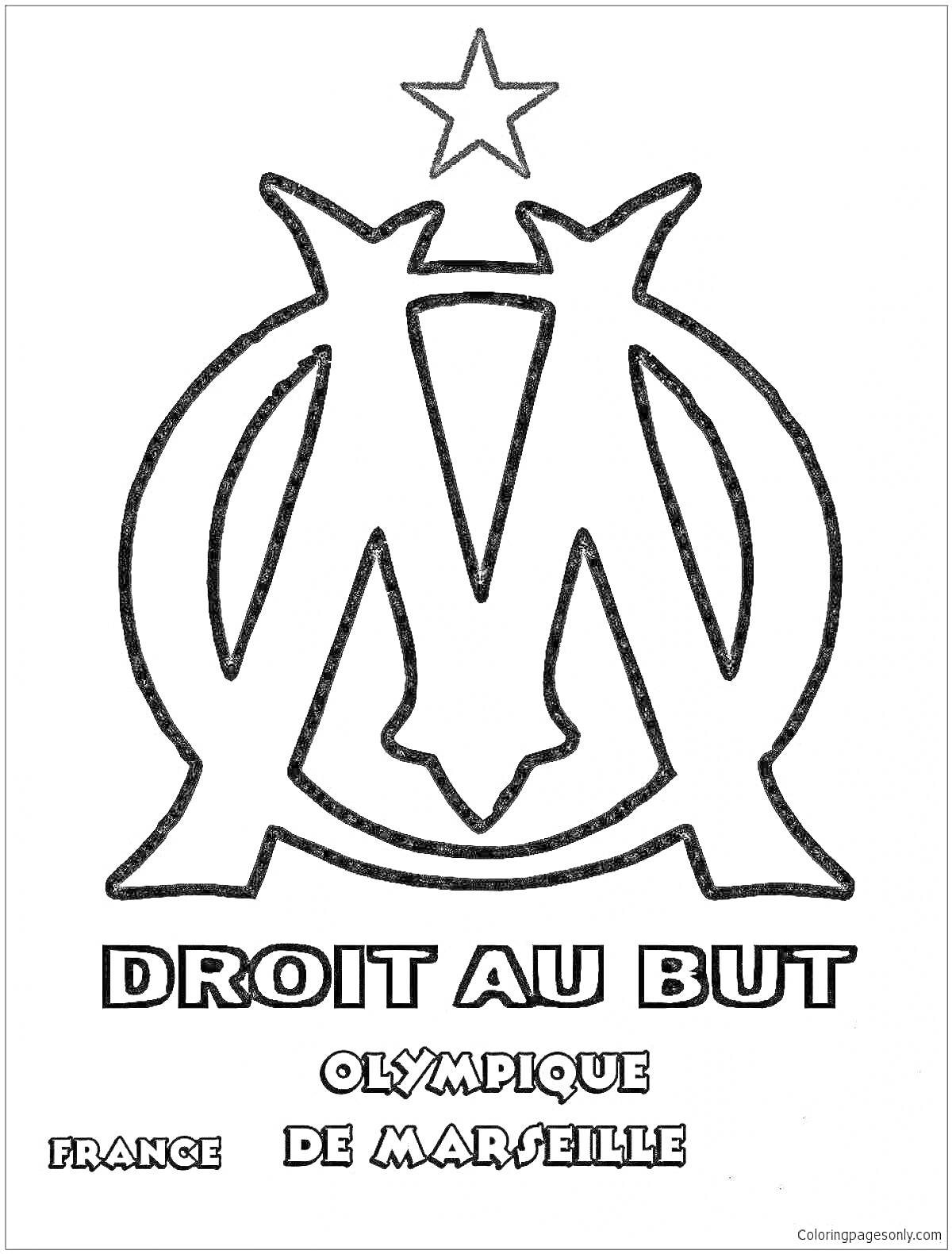 Раскраска Droit Au But, Olympique De Marseille, France