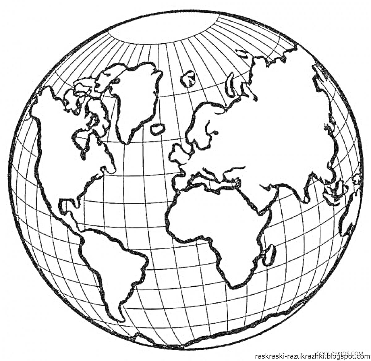 На раскраске изображено: Земля, Глобус, Континенты, Карта мира, Планеты
