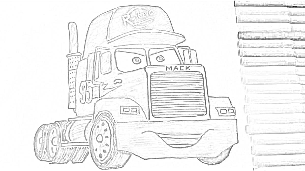 Раскраска Грузовик Мак из мультфильма 