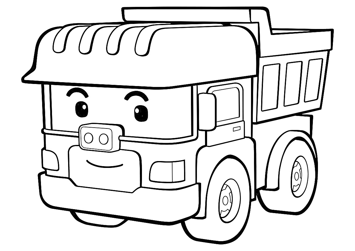 Раскраска мультяшный грузовик с лицом