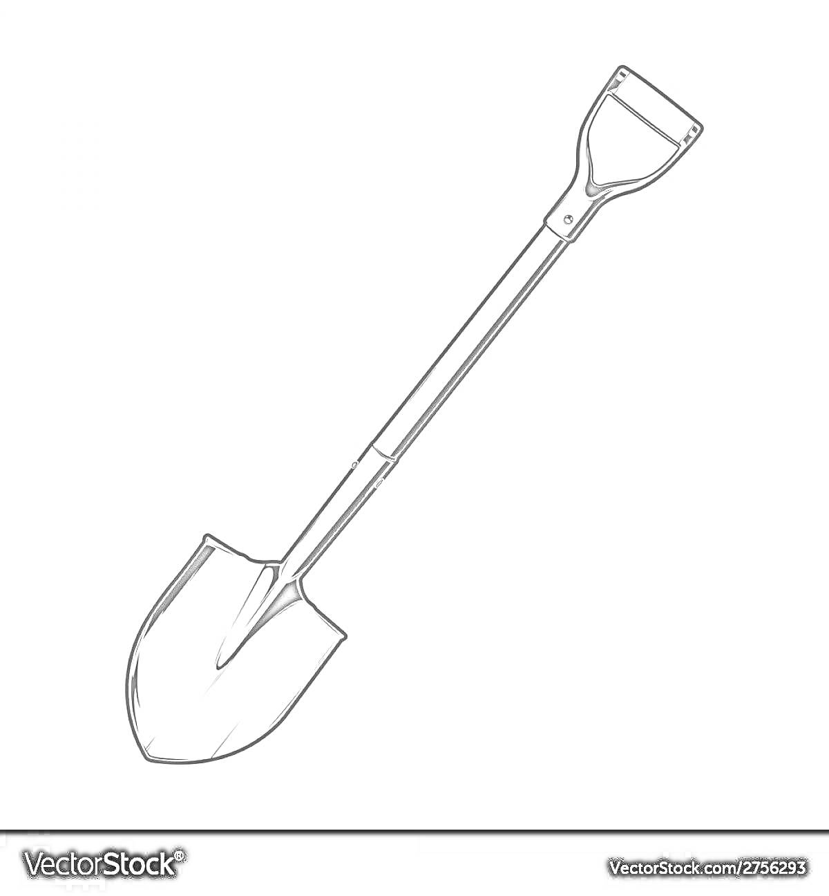Раскраска Лопата с прямоугольной ручкой и заостренным лезвием