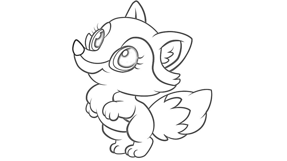 Раскраска Милый лисенок с большими глазами