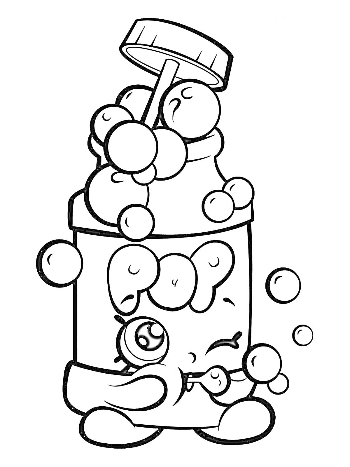 Раскраска Шопкинс пузырящийся напиток с трубочкой и глазками