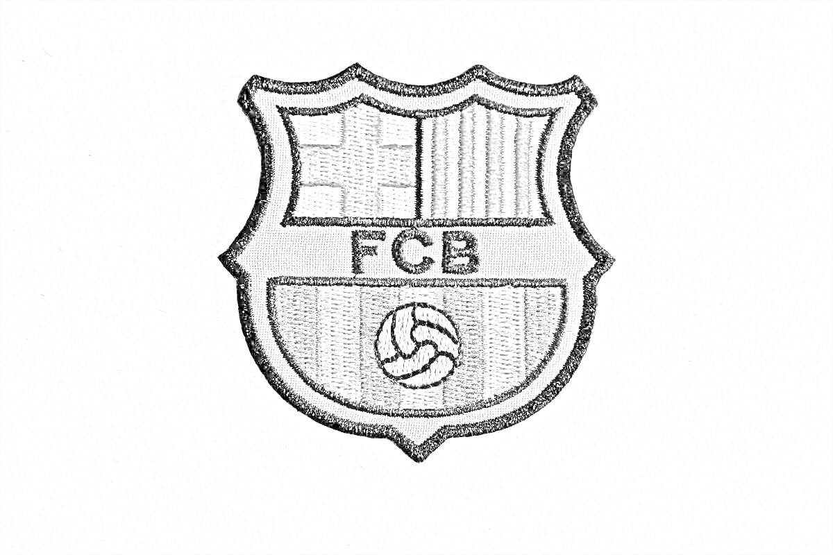 На раскраске изображено: Футбол, Барселона, Клуб, Крест, Полосы, FCB, Спорт