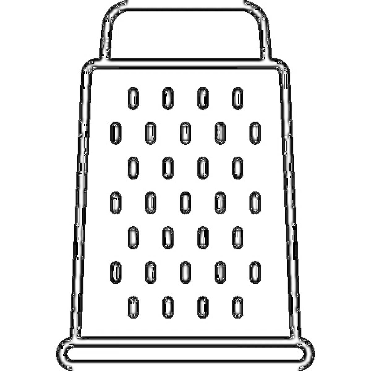 Раскраска кухонная терка с отверстиями и ручкой