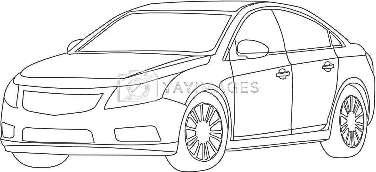 Раскраска Раскраска Toyota Camry с детализированными линиями кузова, покрышками и фарами