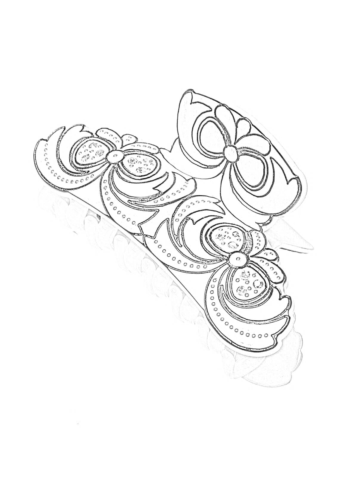 Раскраска Заколка с цветочным узором и декоративными деталями