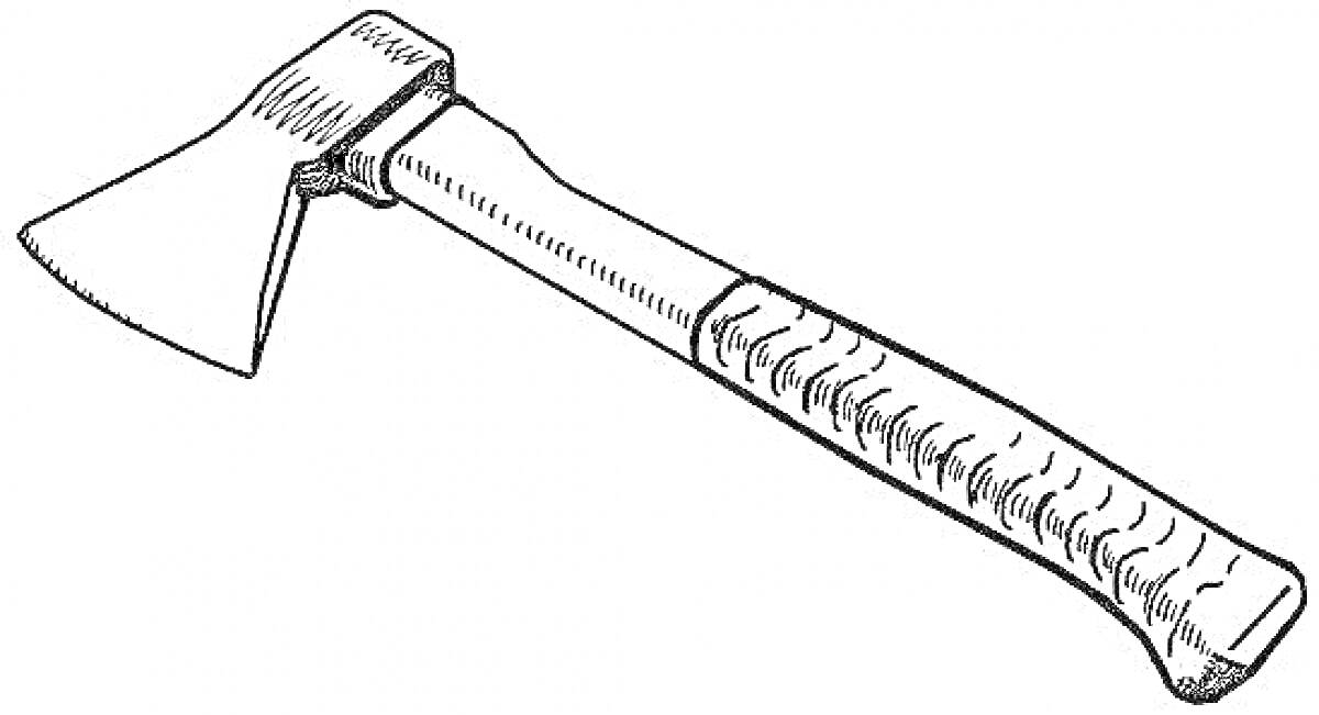 Раскраска Топор с металлическим лезвием и деревянной ручкой