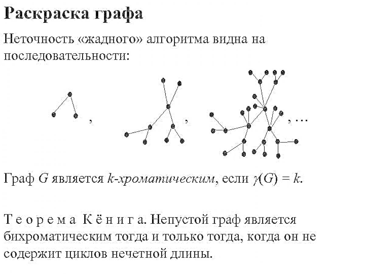 Раскраска Раскраска графа, графы с вершинами и рёбрами, текст с определениями и теоремой
