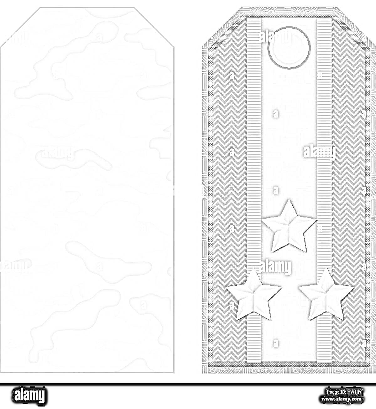 Раскраска Погоны с рисунком камуфляжа и звездами на цветном фоне