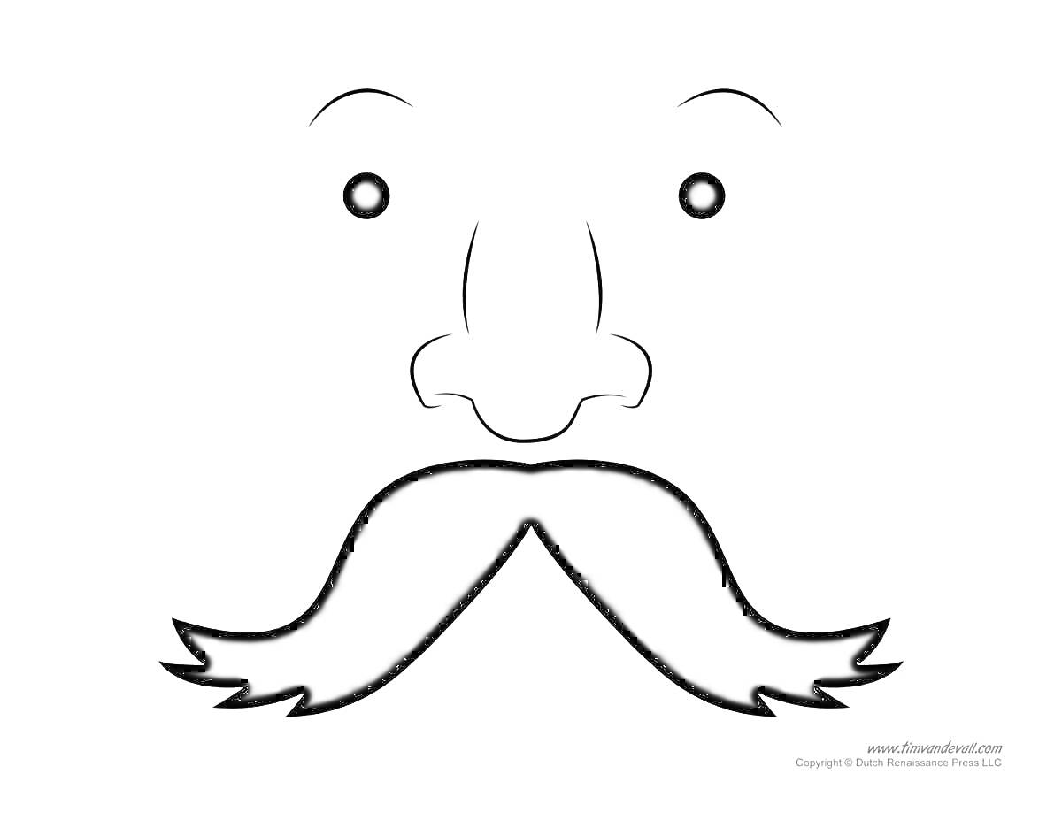 На раскраске изображено: Усы, Лицо, Глаза, Нос