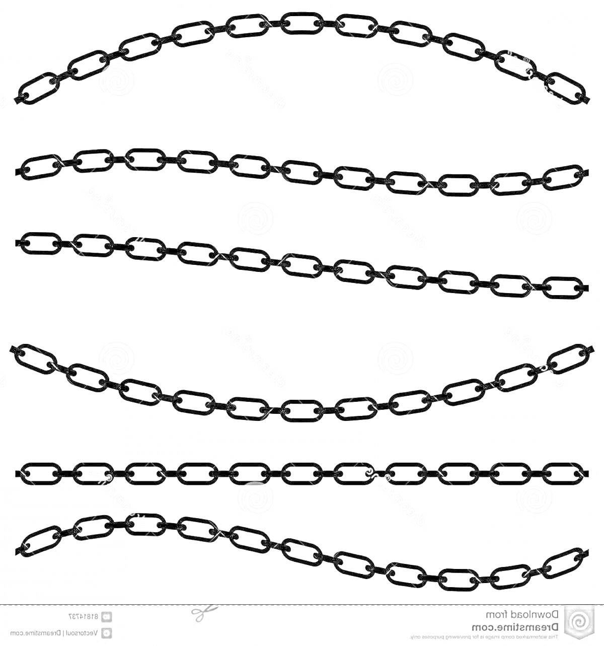 Раскраска цепочка, несколько цепочек, цепи в разных положениях