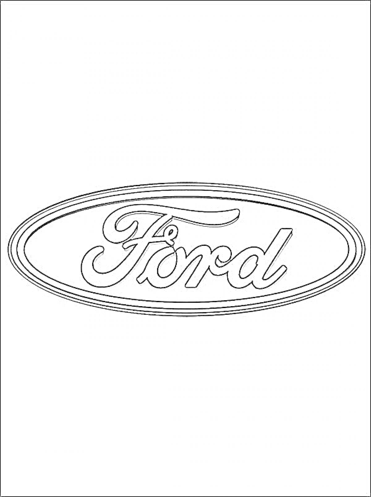 На раскраске изображено: Ford, Бренд, Овальная рамка, Контурные рисунки
