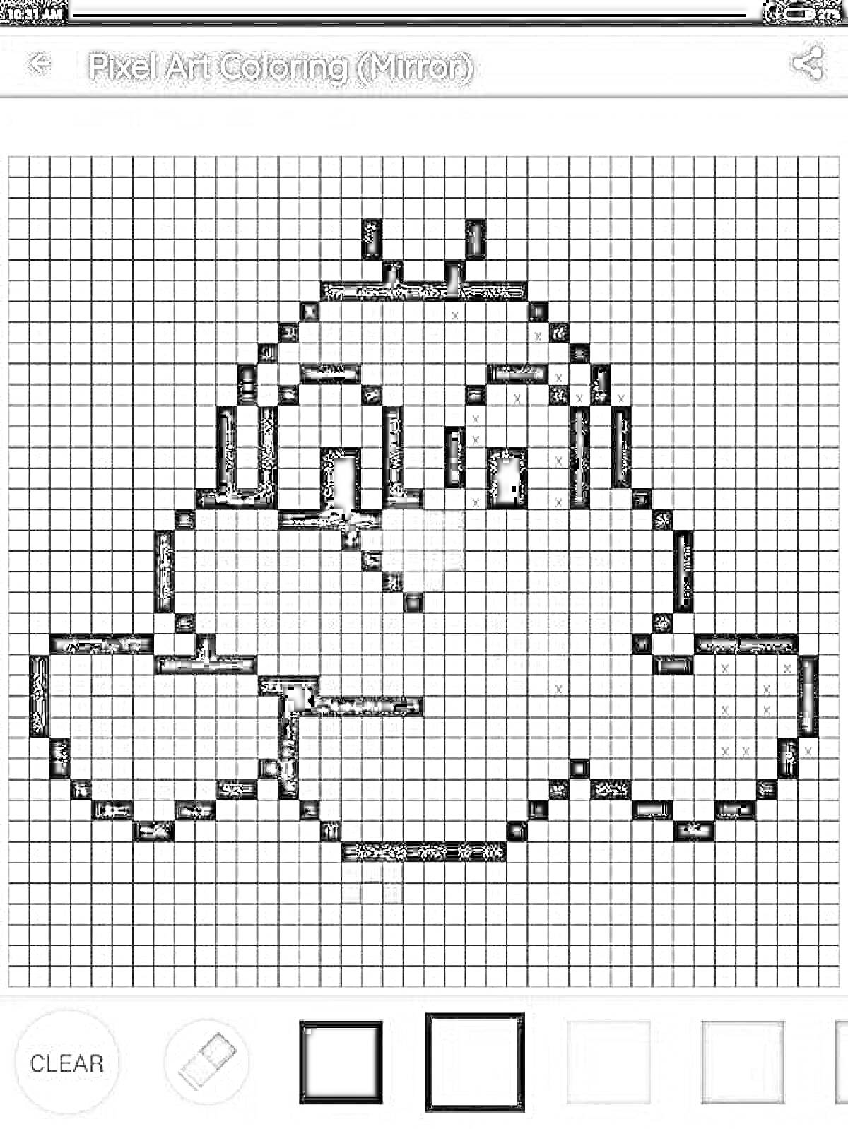Раскраска Пиксель арт по номерам - мультяшный персонаж с улыбкой