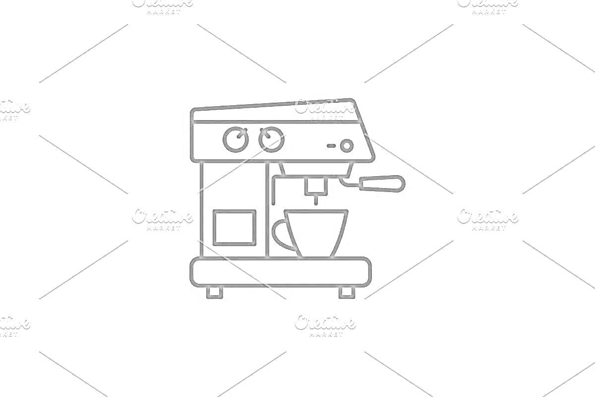 Раскраска Кофемашина с двумя кнопками и чашкой